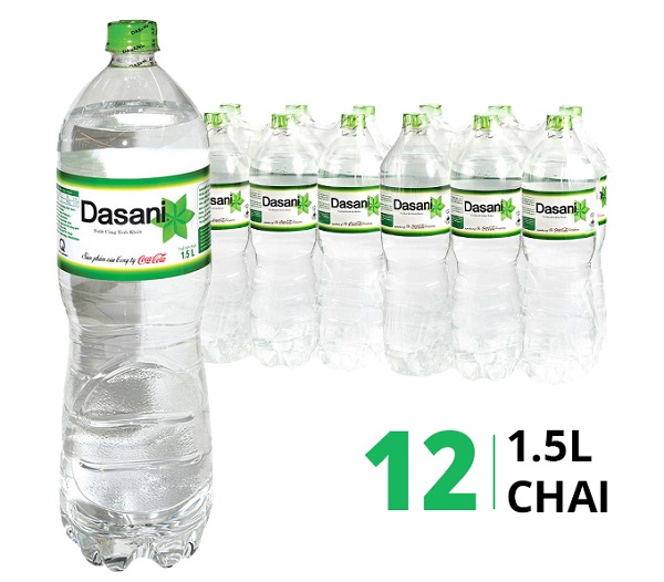 Nước tinh khiết Dasani 1.5 lít đóng chai, an toàn, chất lượng
