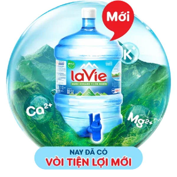 Bình nước Lavie 19L có vòi với diện mạo mới