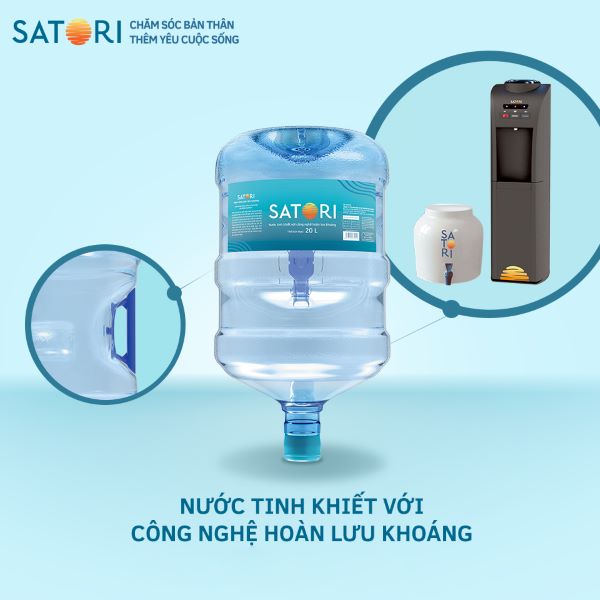 Bình nước Satori 20L có thiết kế úp ngược tiện lợi