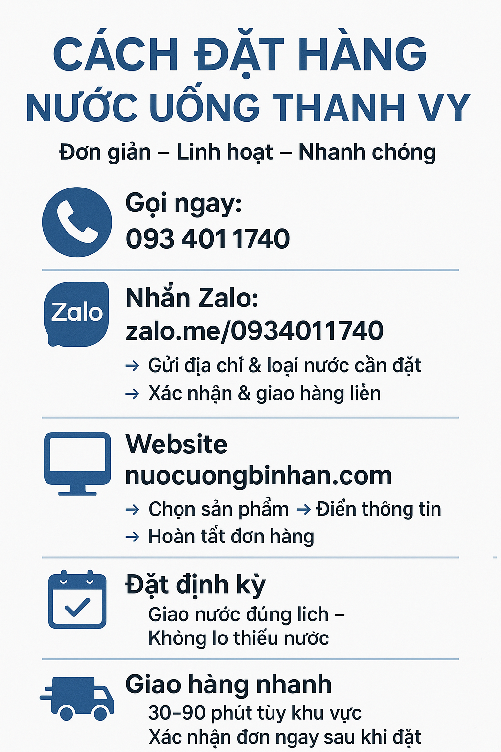 Cách đặt hàng nước uống tại Thanh Vy