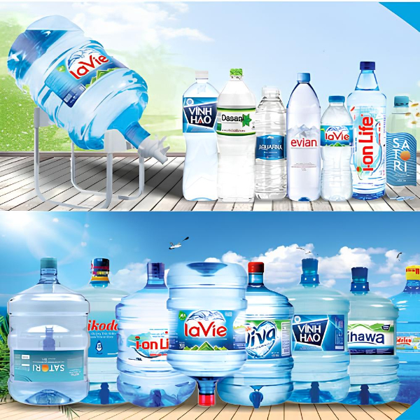 Các thương hiệu nước uống đóng chai, đóng bình có tại Nước uống Thanh Vy