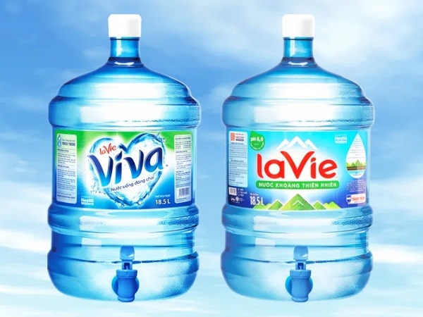 Bình 18.5L nước khoáng Lavie và nước tinh khiết Viva